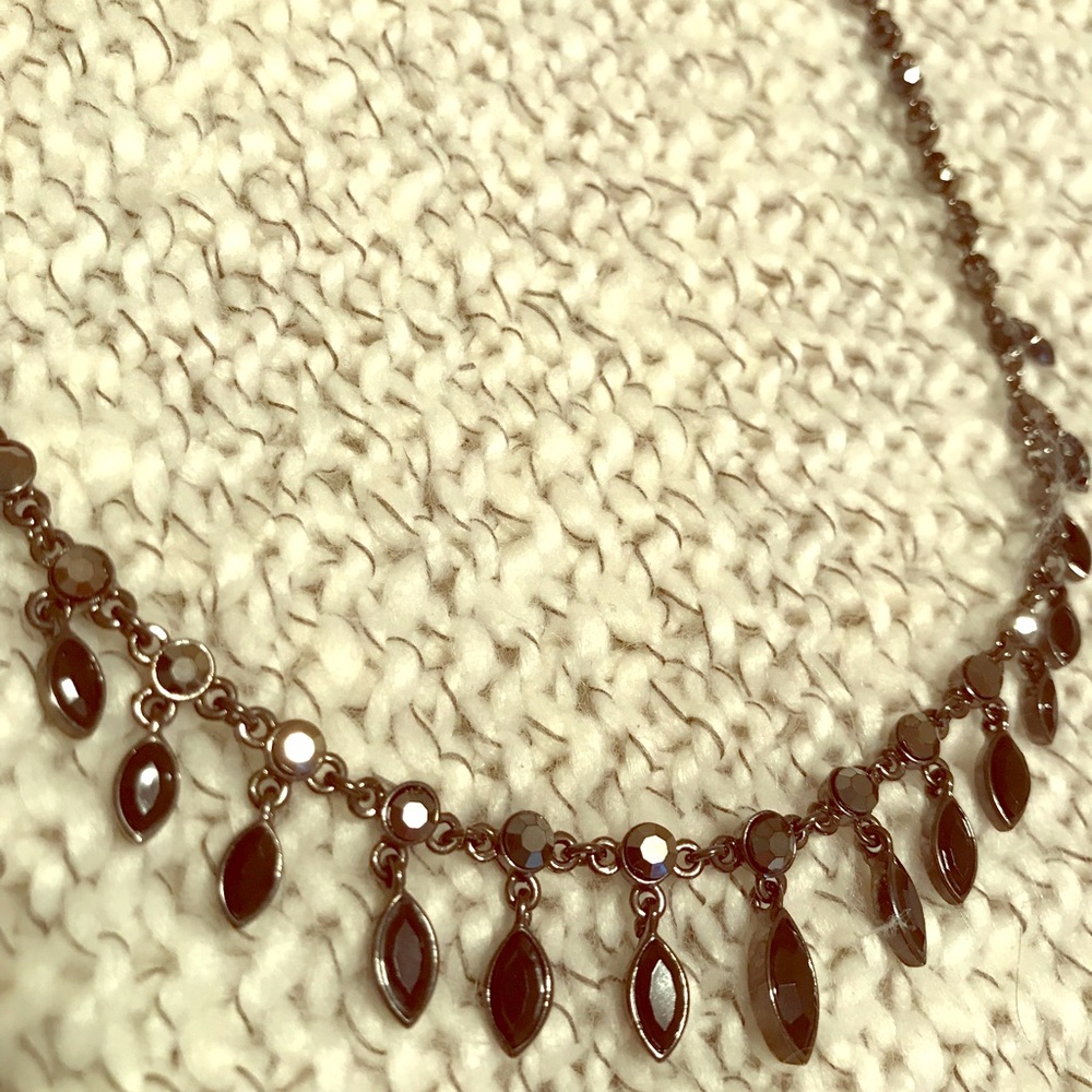 Onyx and nickel dangle necklace